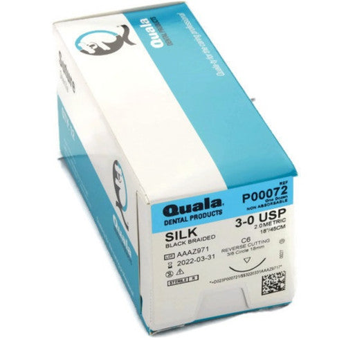 Quala P00072 Silk Black Braided Sutures C-6 3/0 18