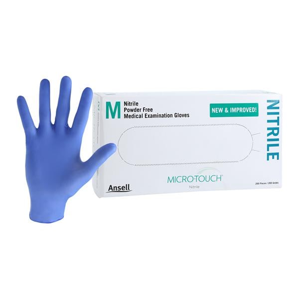Ansell Perry 6034302 Micro-Touch Nitrile Exam Gloves Medium Powder Free 200/Bx