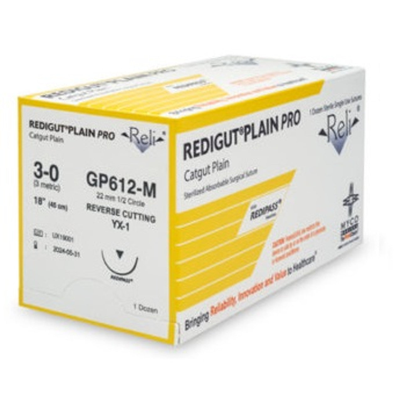 Myco Medical GP612 Reli Redigut Plain Pro Gut Sutures 3-0 MX-1 18