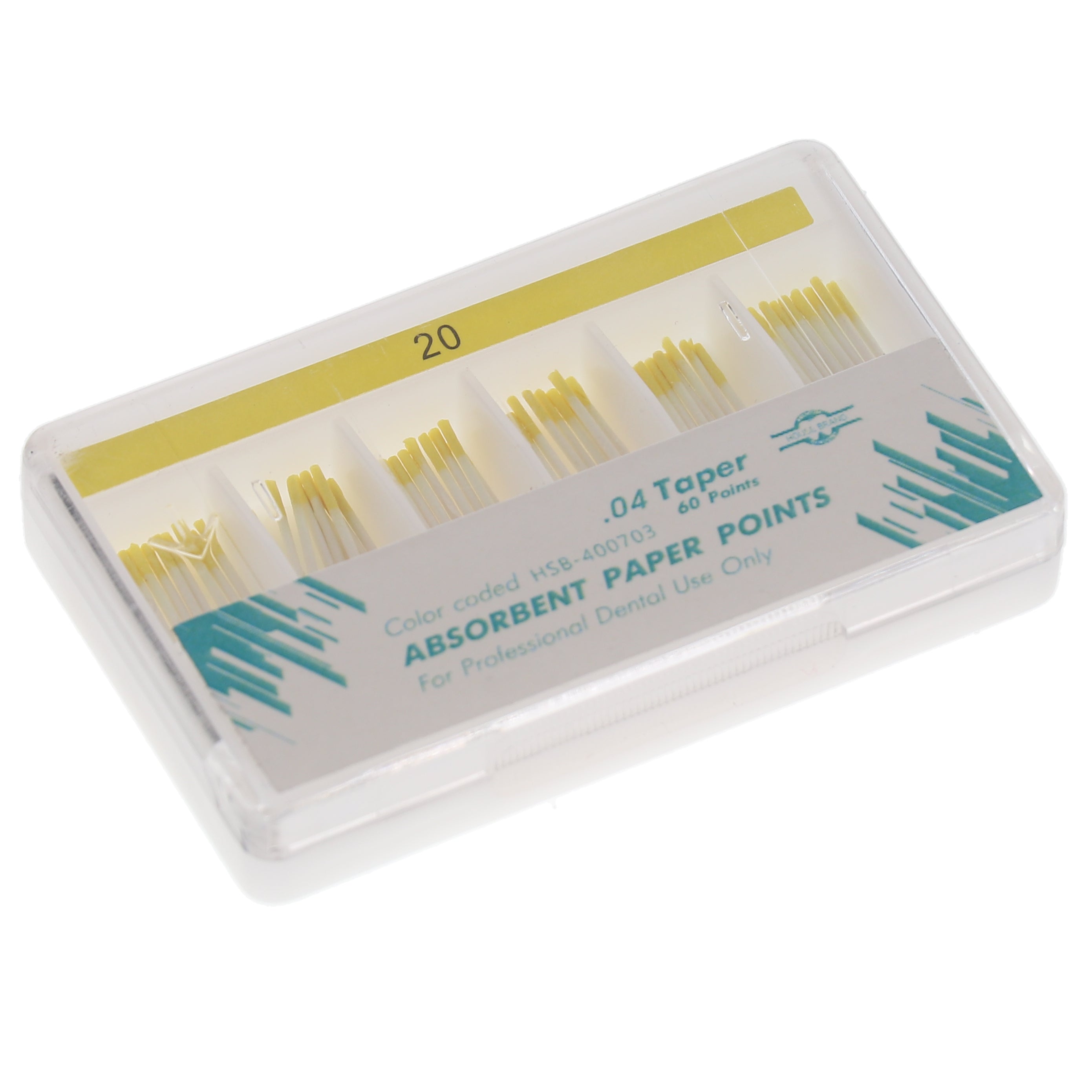 House Brand Dentistry 400703 HSB Absorbent Paper Points .04 Taper #20 60/Pk