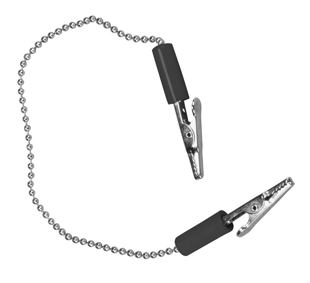 Palmero 310-BLACK Chain Napkin Bib Holder White Chrome Plated Alligator Tips 15