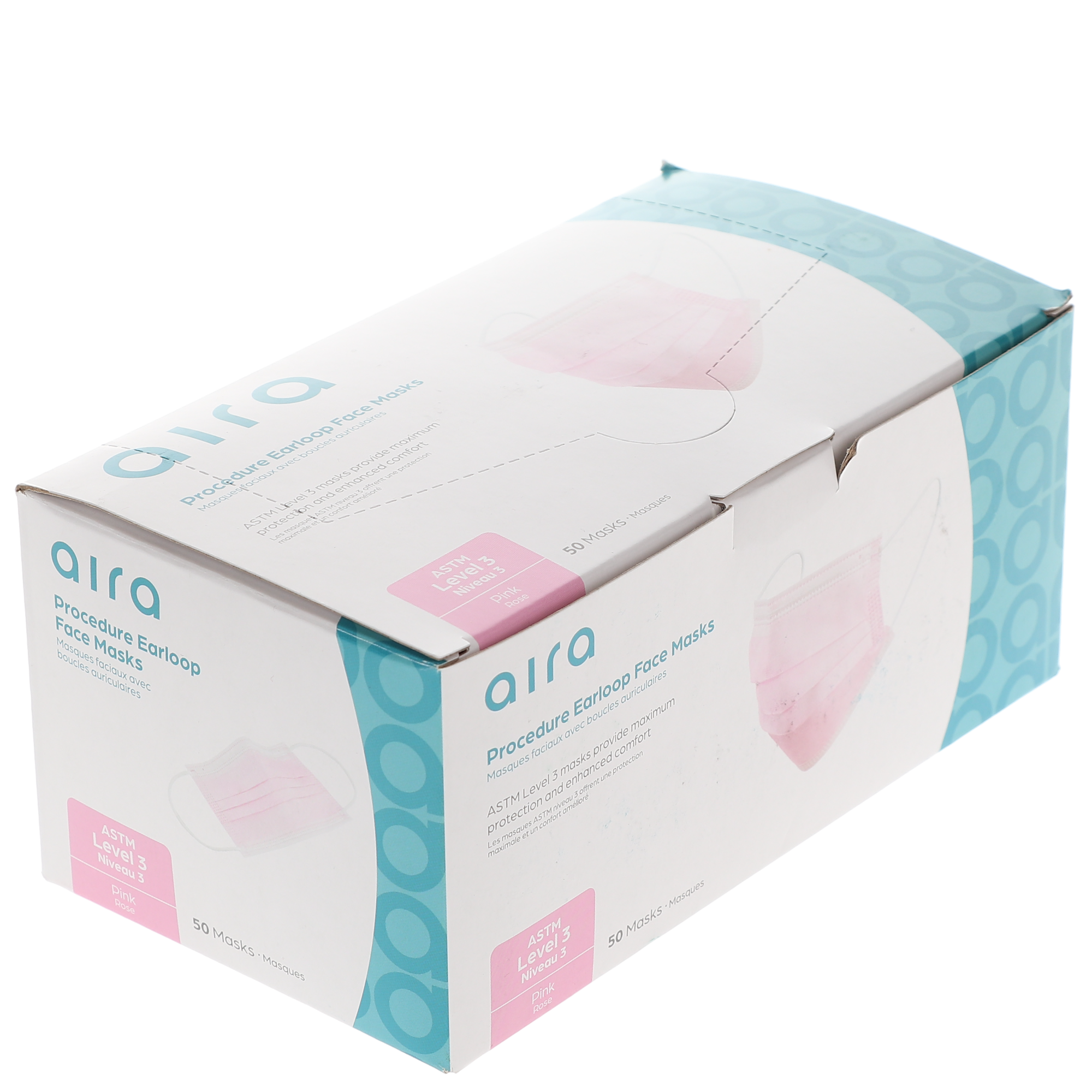 Aira 109131 Procedure Earloop Face Masks 3-Ply ASTM Level 3 Pink 50/Bx