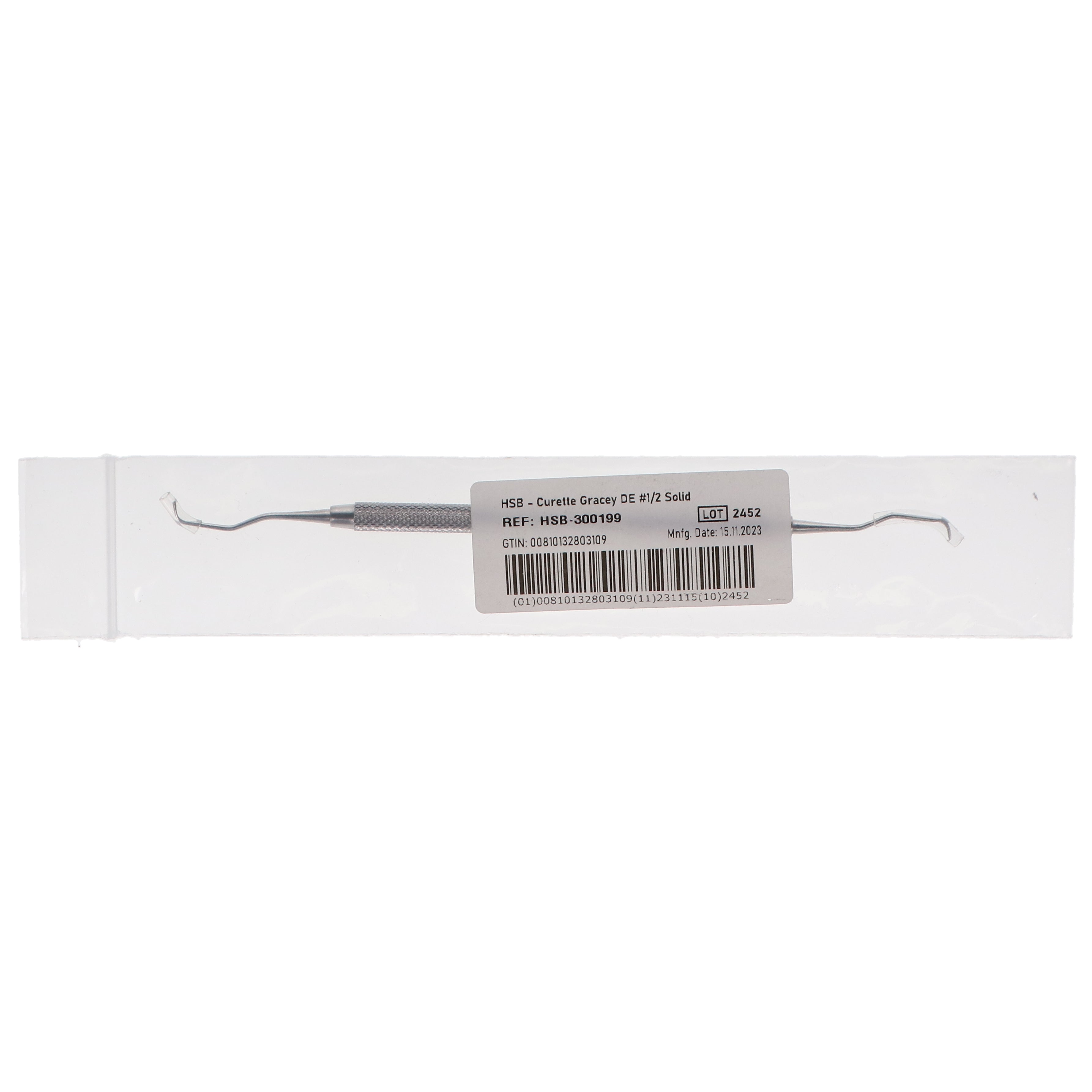 House Brand Dentistry 300199 HSB Double End #1/2 Gracey Dental Curette Solid Handle