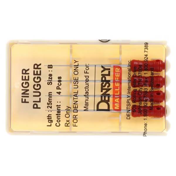 Dentsply Sirona 671711 Finger Pluggers 25mm Red B Conical 4/Bx