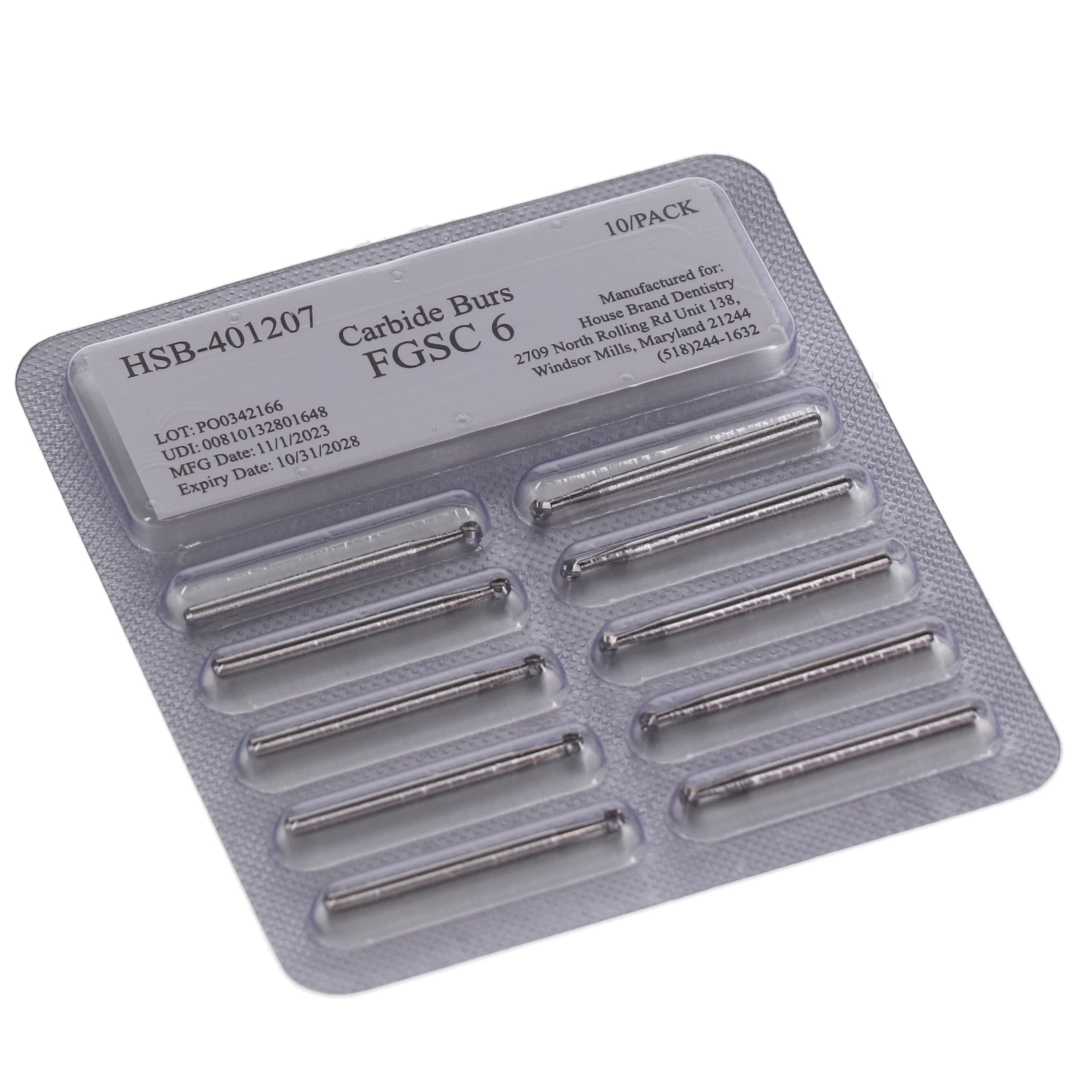 House Brand Dentistry 401207 HSB FG #6 Round Surgical Carbide Burs 100/Pk