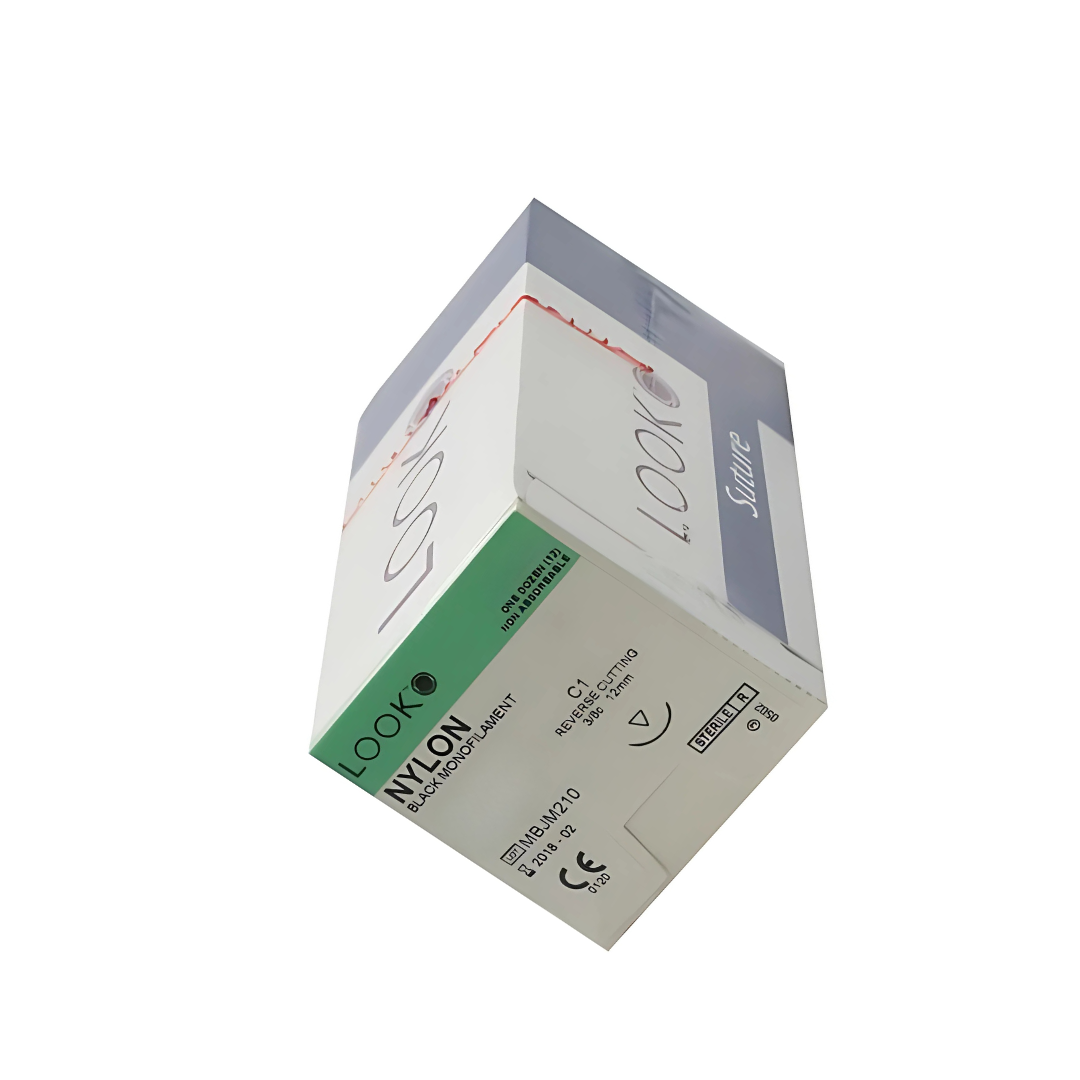 Look 1276B Nylon Black Monofilament Reverse Cutting Sutures C1 7/0 18