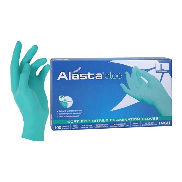Dash Medical AA100L Alasta Aloe Nitrile Exam Gloves Large 100/Bx