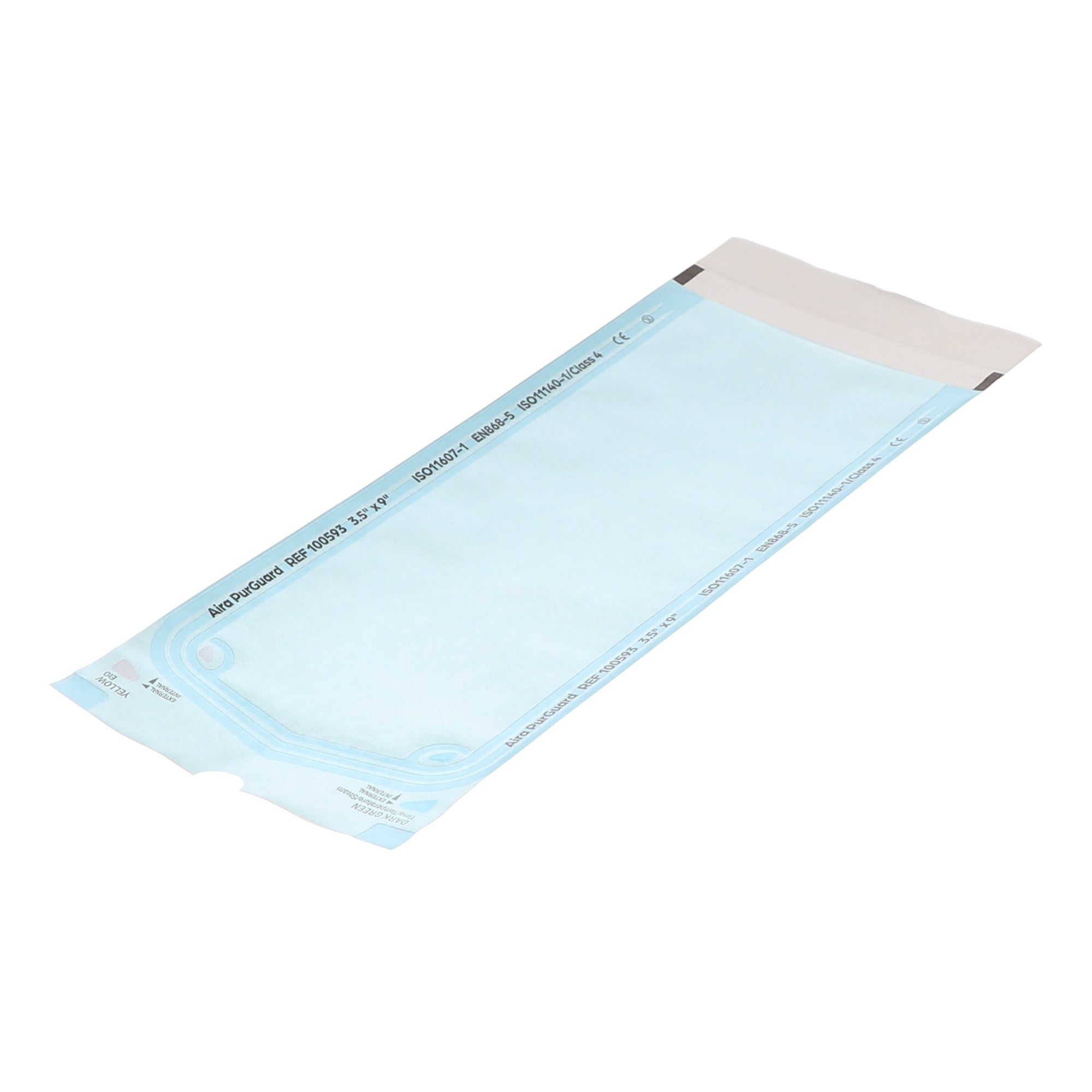 Aira 100593 PurGuard Self-Sealing Sterilization Pouches Paper Film Blue 3.5 X 9 500/Bx