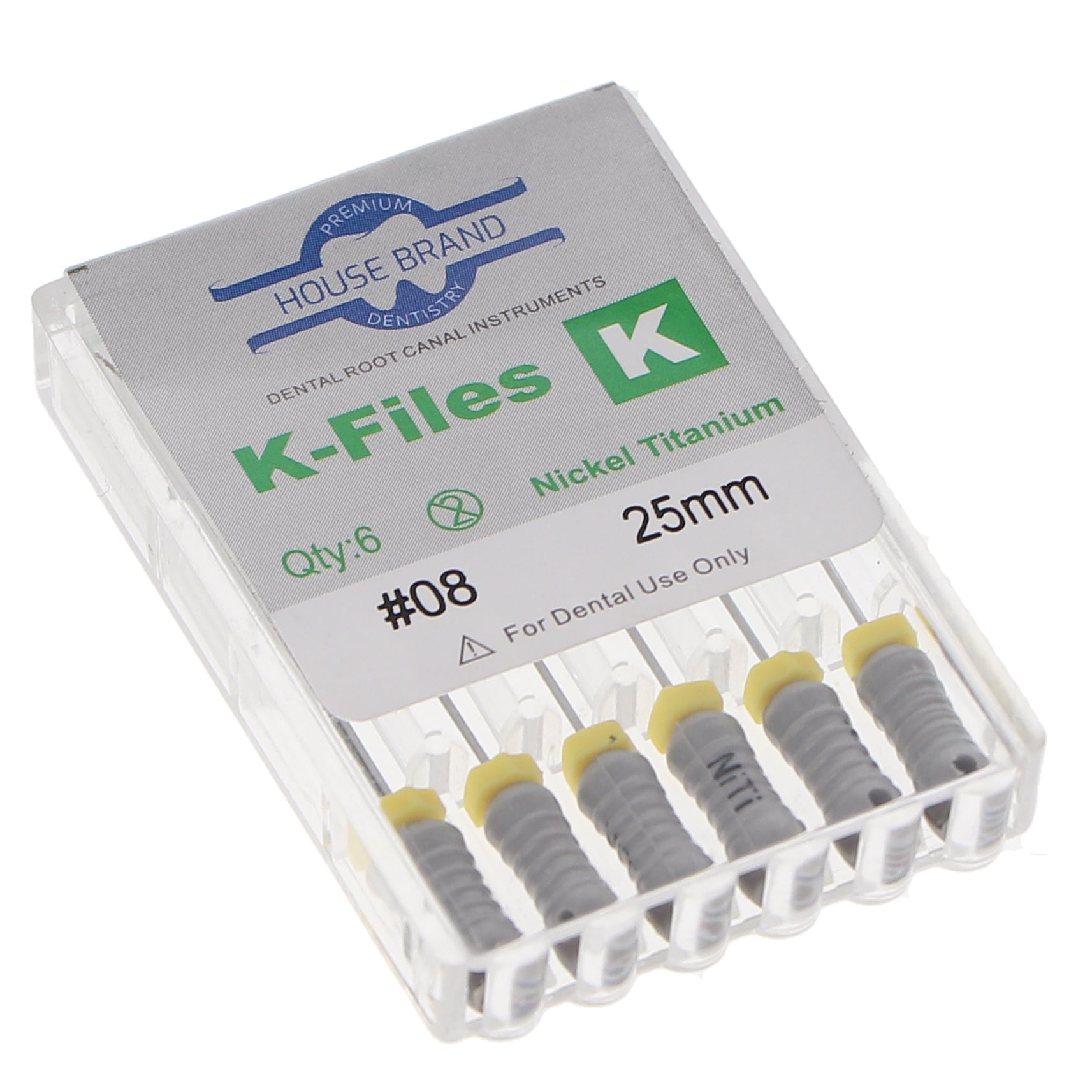 House Brand Dentistry 400316 HSB Endodontic K-Files NiTi 25mm #08 6/Pk