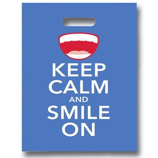 Practicon 1109656 Keep Calm & Smile On Dental Patient Care Bags 7.75