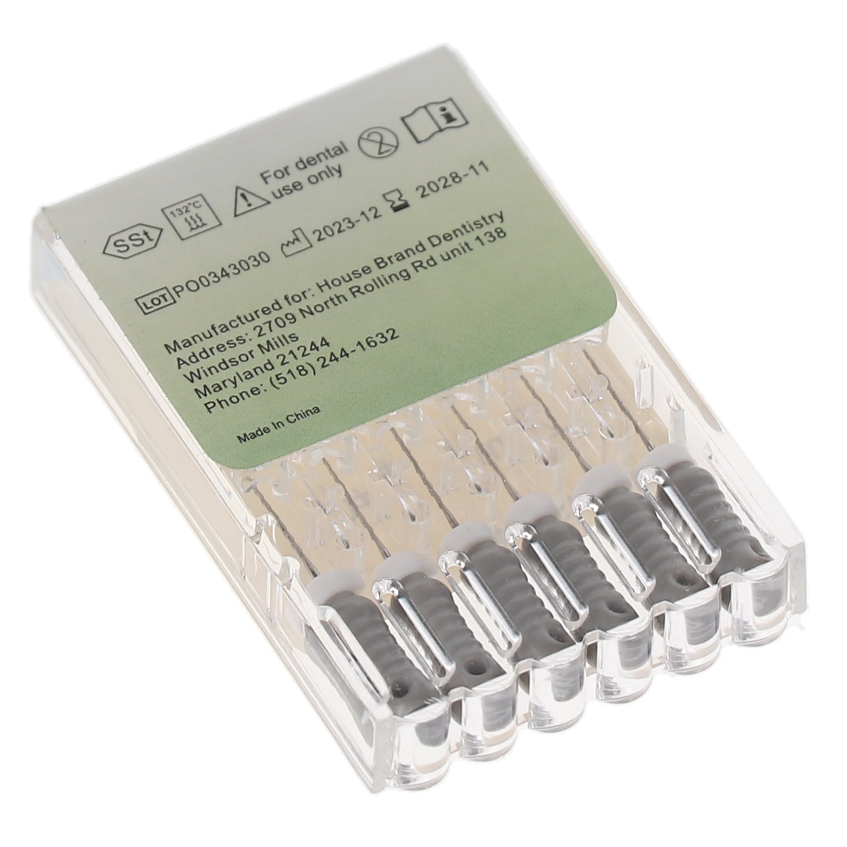 House Brand Dentistry 400449 HSB Hedstrom Endodontic Files Stainless Steel 21mm #08 Grey 6/Pk