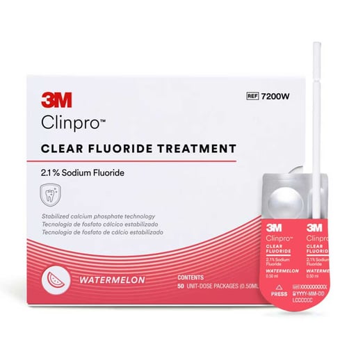 3M ESPE 7200W Clinpro Clear Fluoride Treatment Watermelon 50/Pk 0.5mL