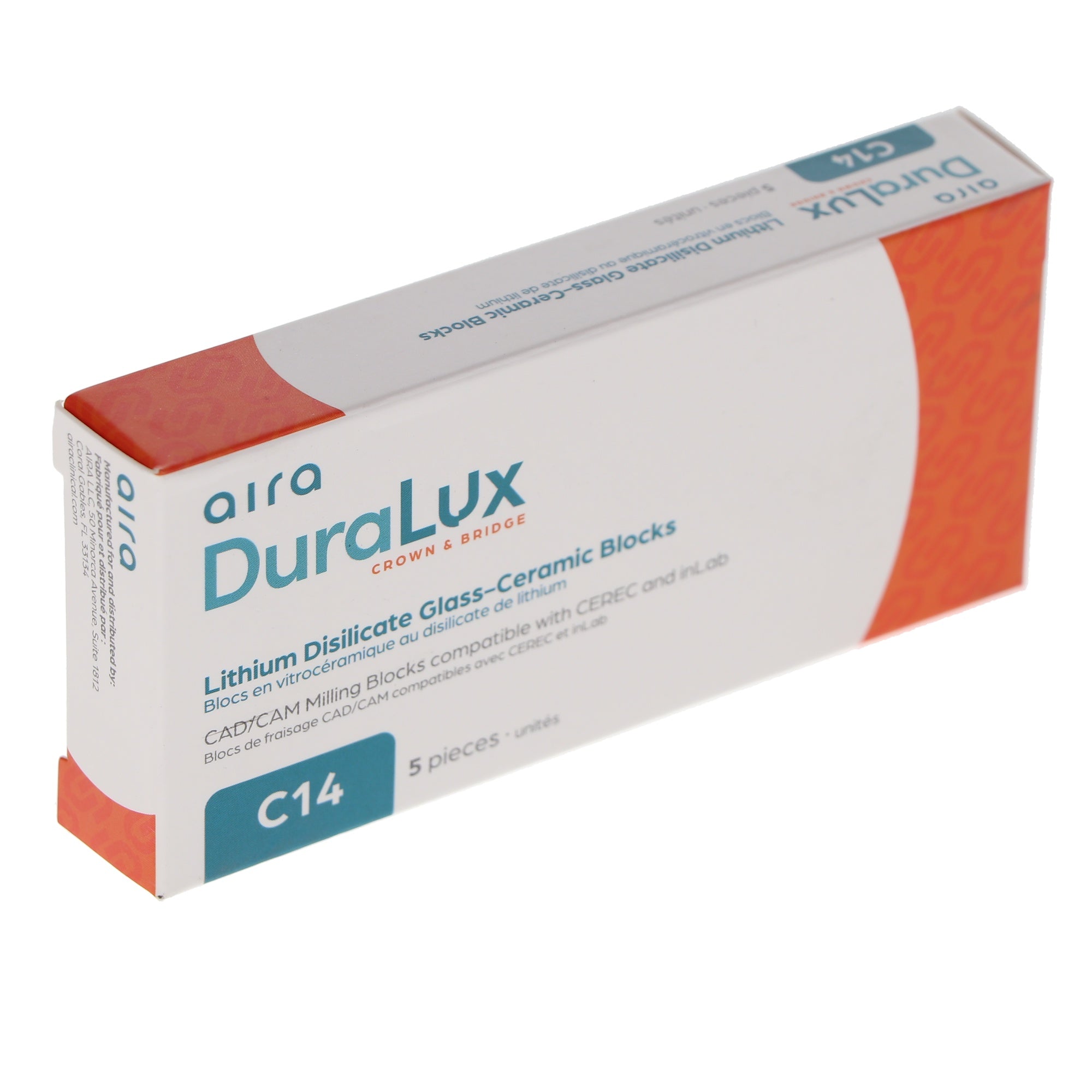 Aira 600104 DuraLux IPS e.max Type Blocks CAD inLab LT B1 C14 5/Pk