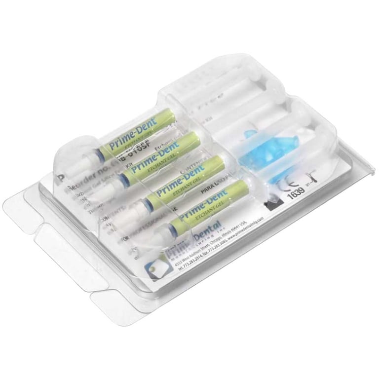 Prime Dental 008-010 Prime-Dent Etchant Gel 37% Blue Syringe Kit 4/Pk 1.2mL