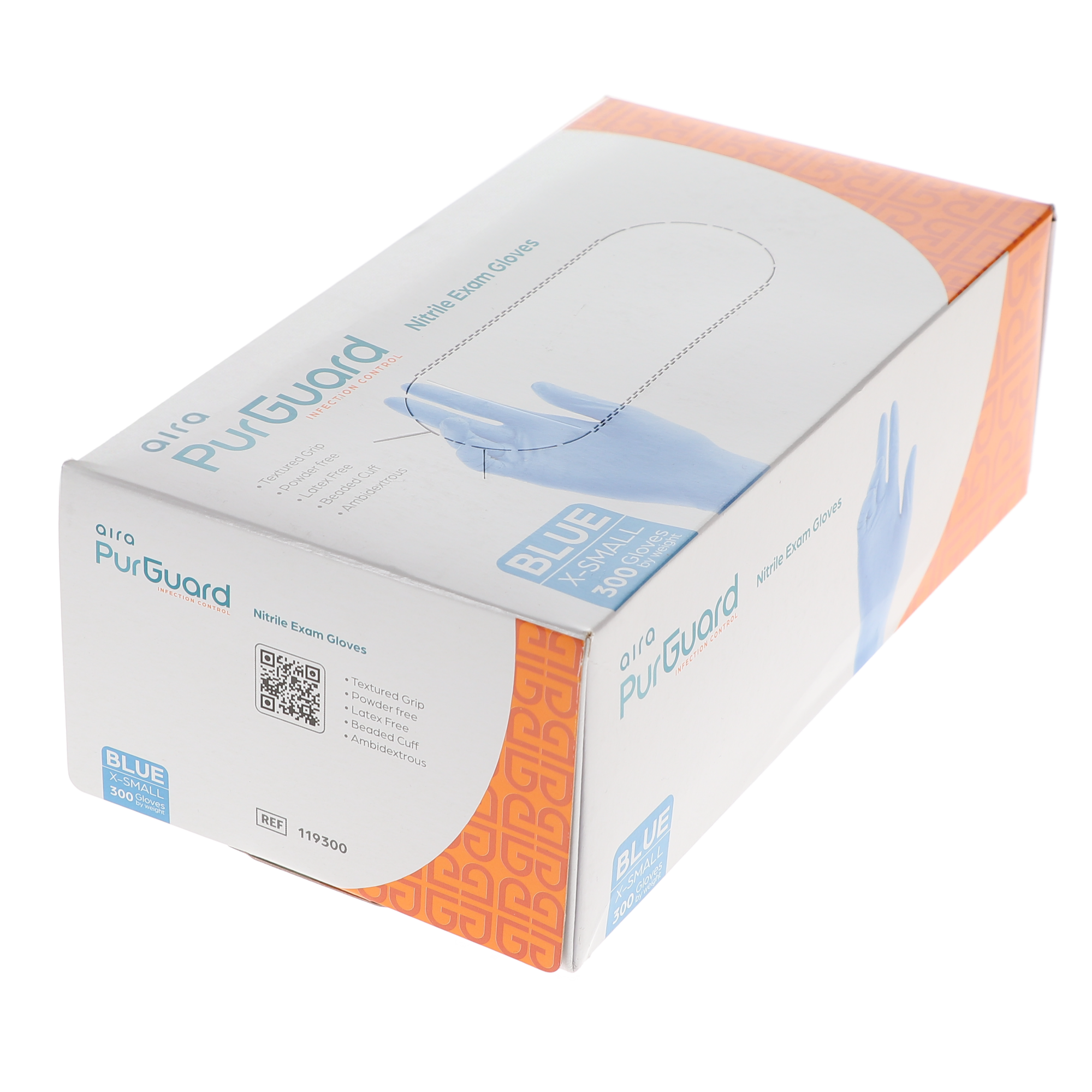 Aira 119300 PurGuard Nitrile Exam Gloves Extra Small 300/Bx