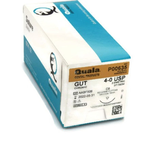 Quala P00635 Chromic Gut Absorbable Sutures 4/0 C-6 27
