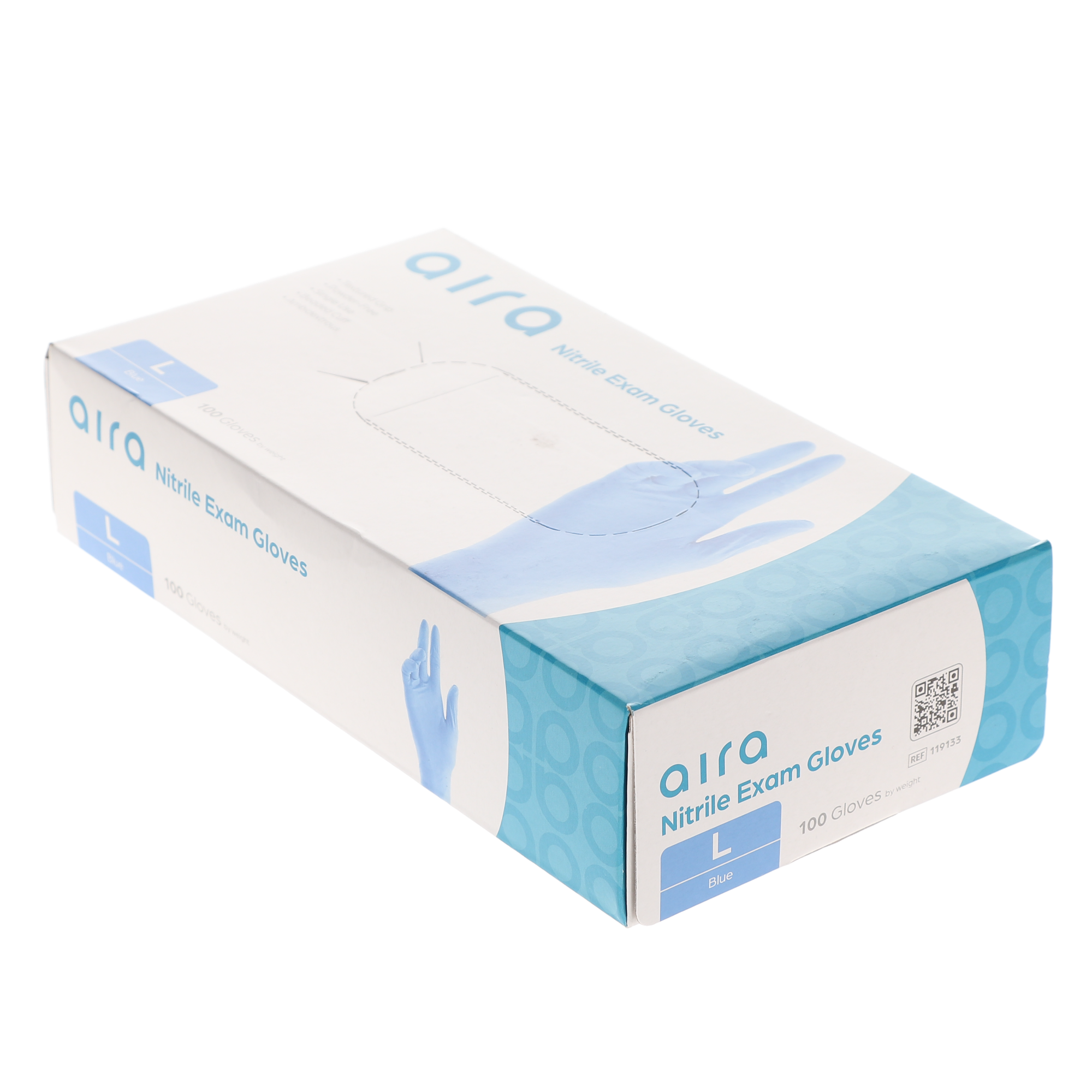 Aira 119133, Nitrile Exam Gloves, Latex-Free, Medical Grade Disposable Gloves, Premium Quality Single-Use Gloves for Clinical & General Use, Large, 100/Bx