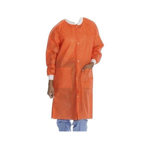ValuMax 3660ORM Extra-Safe Lab Coats Orange Medium SMS Fabric 10/Pk