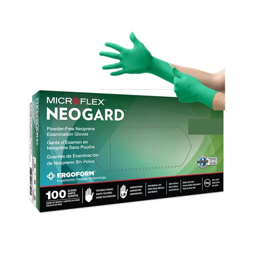 Microflex C522 NeoGard Neoprene Exam Gloves Medium 100/Box