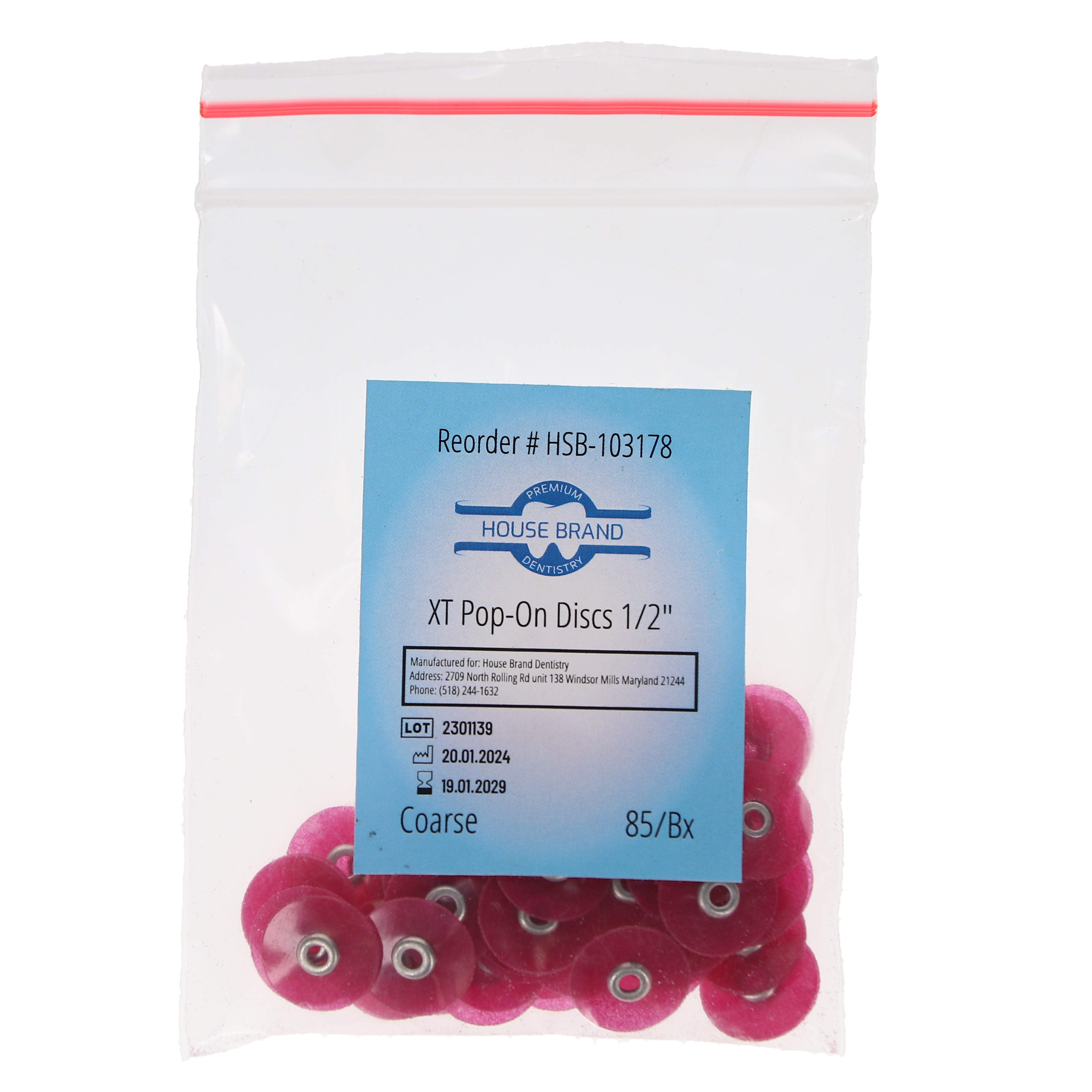 House Brand Dentistry 103178 HSB XT Pop-On Finishing & Polishing Discs 1/2