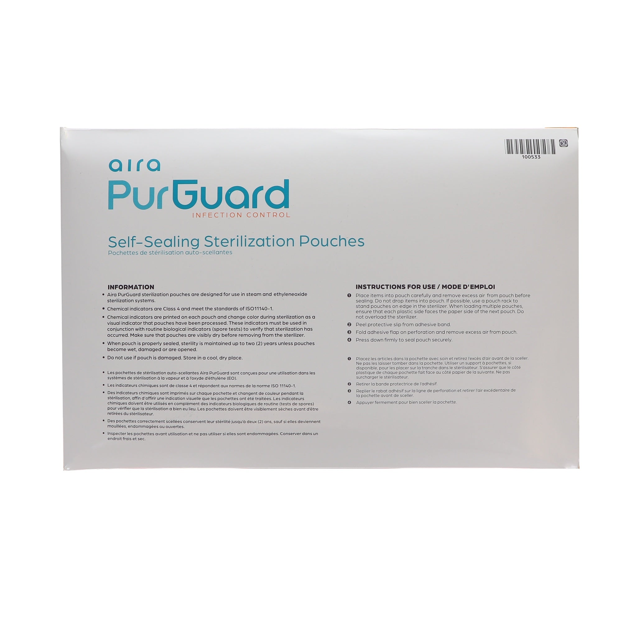 Aira 100533 PurGuard Sterilization Pouches Paper Blue Film 10 X 14 200/Pk