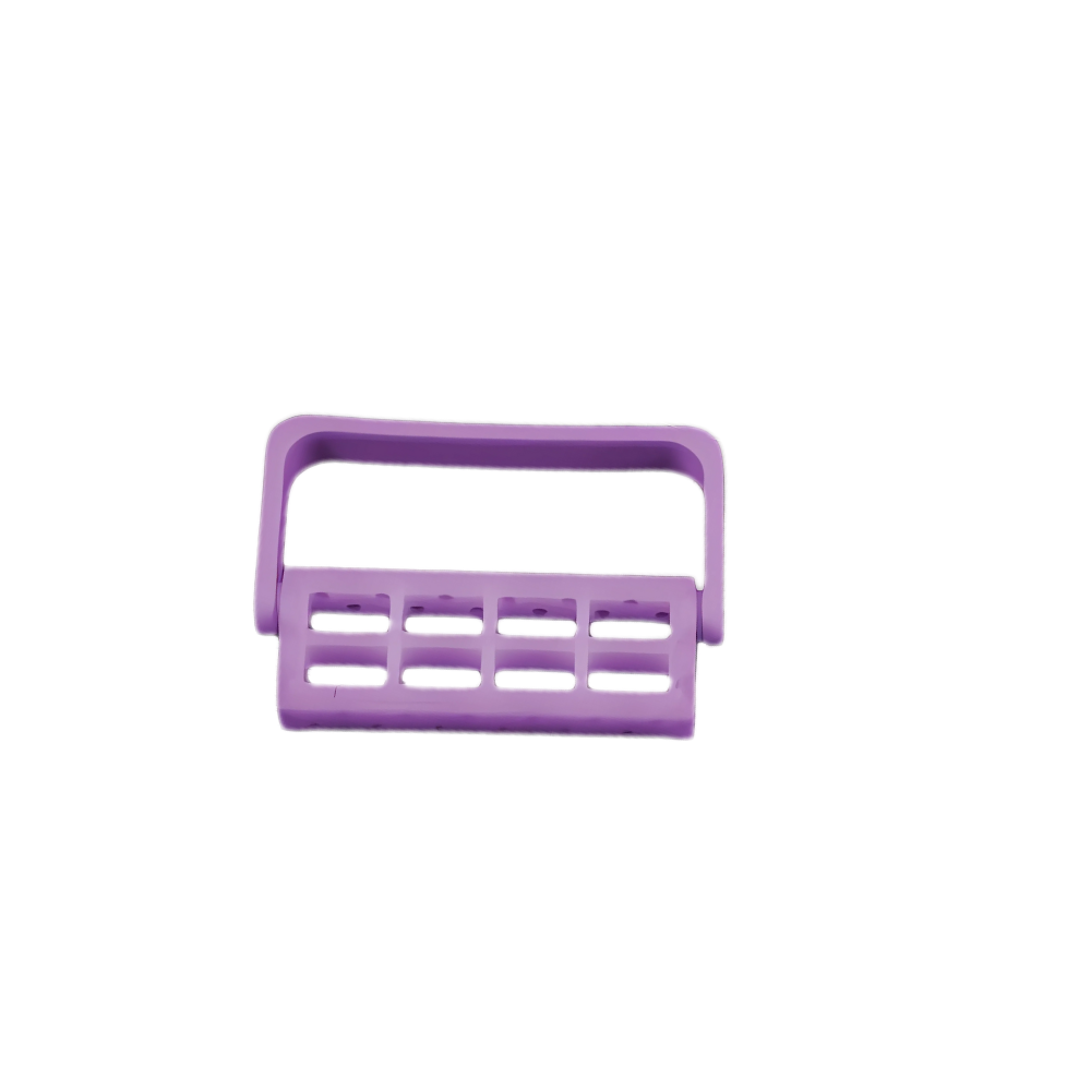Plasdent 400BC-10N Adjustable 12 Dental Bur Caddy Autoclavable Neon Purple 1/Pk