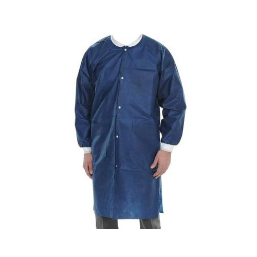 ValuMax 3660NBM Extra-Safe Lab Coats Navy Blue Medium SMS Fabric 10/Pk