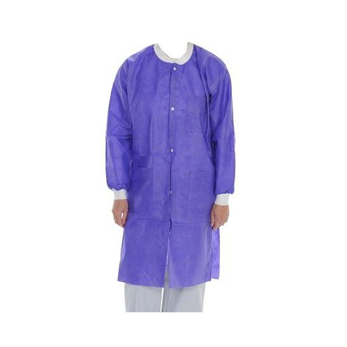 ValuMax 3660VPXS Extra-Safe Knee-Length Lab Coats Violet Extra Small 10/Pk