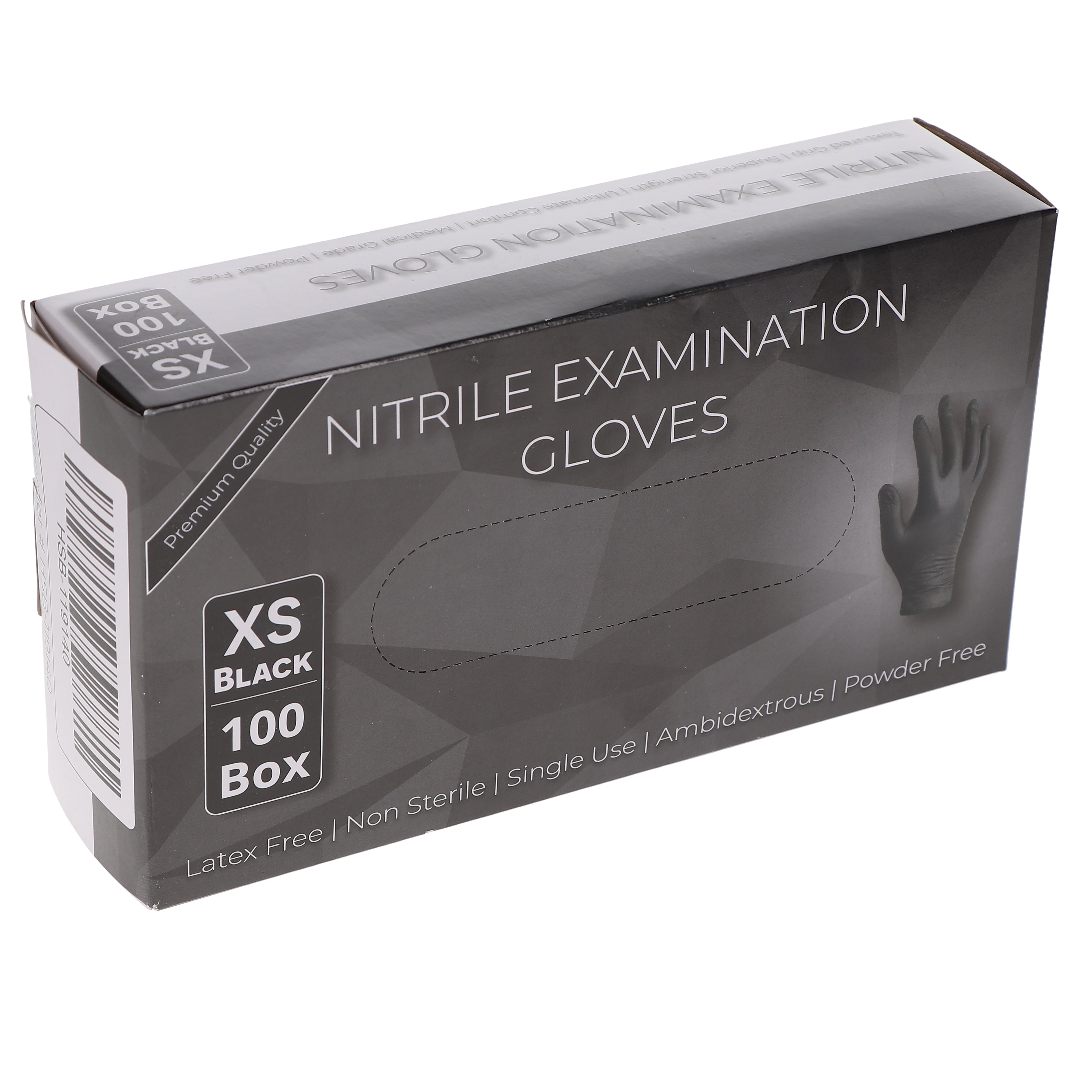 House Brand Dentistry 119140 HSB Nitrile Exam Gloves Black Extra Small 100/Bx