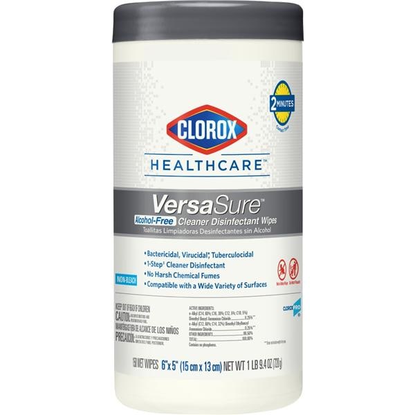 Clorox Healthcare 31758 VersaSure Alchohol Free Cleaner Disinfectant Wipes 150/Can EXP Sep 2024