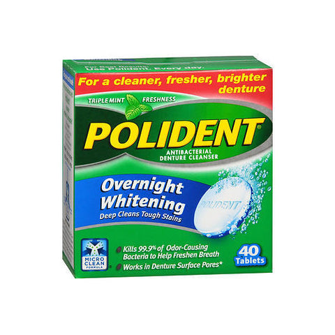 GlaxoSmithKline 03443 Polident Overnight Whitening Antibacterial Cleanser 40 Tablets 12/Pk