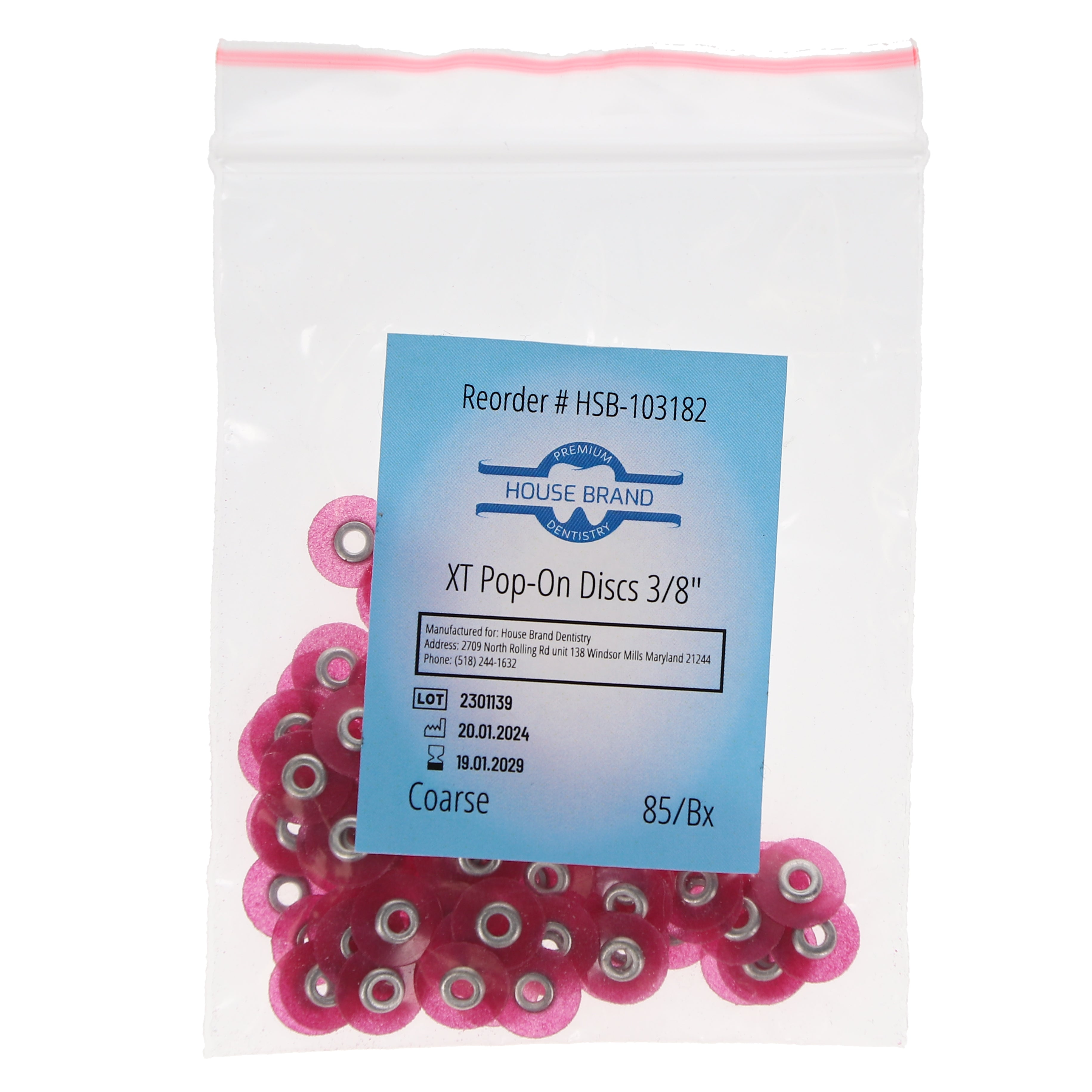 House Brand Dentistry 103182 HSB XT Pop-On Finishing & Polishing Discs 3/8