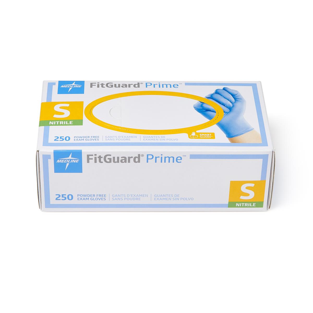 Medline FG2301 Fitguard Prime Nitrile Exam Gloves Small Violet Blue Smartguard Protective 250/Bx