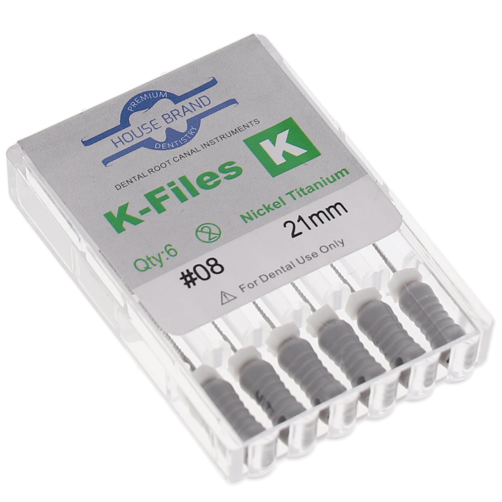 House Brand Dentistry 400300 HSB Endodontic K-Files NiTi 21mm #08 6/Pk