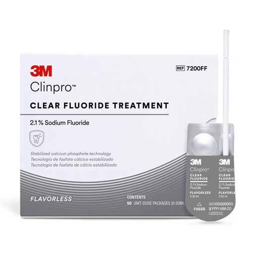 3M Solventum 7200FF Clinpro Clear Dental Fluoride Unit Dose Flavorless 50/Pk 0.5 mL