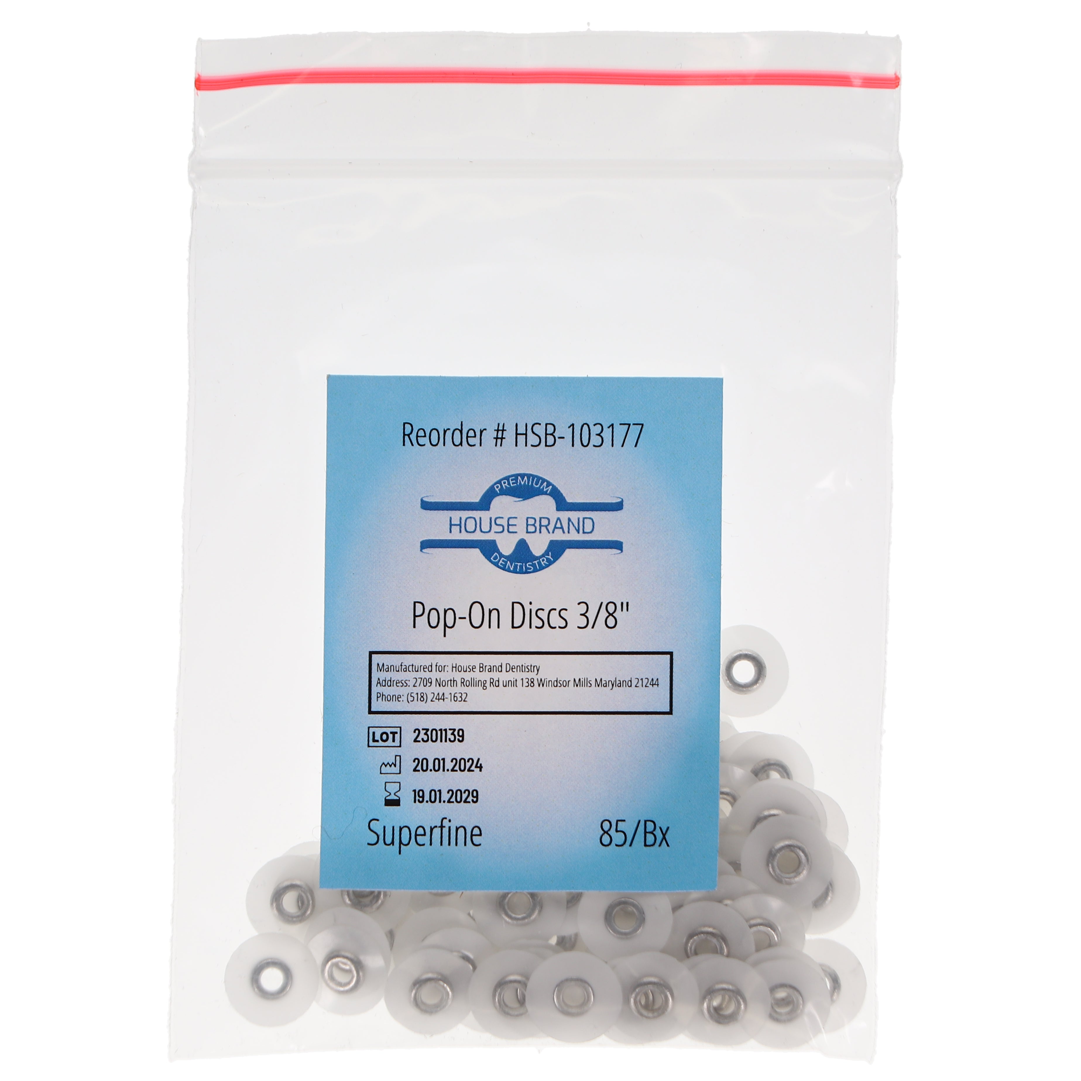 House Brand Dentistry 103177 HSB Pop-On Finishing & Polishing Discs 3/8