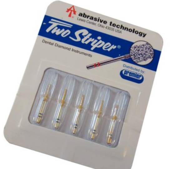 Premier Dental 2015623 Two Striper FG #257.SB Curettage Medium Grit Diamond Burs 5/Pk