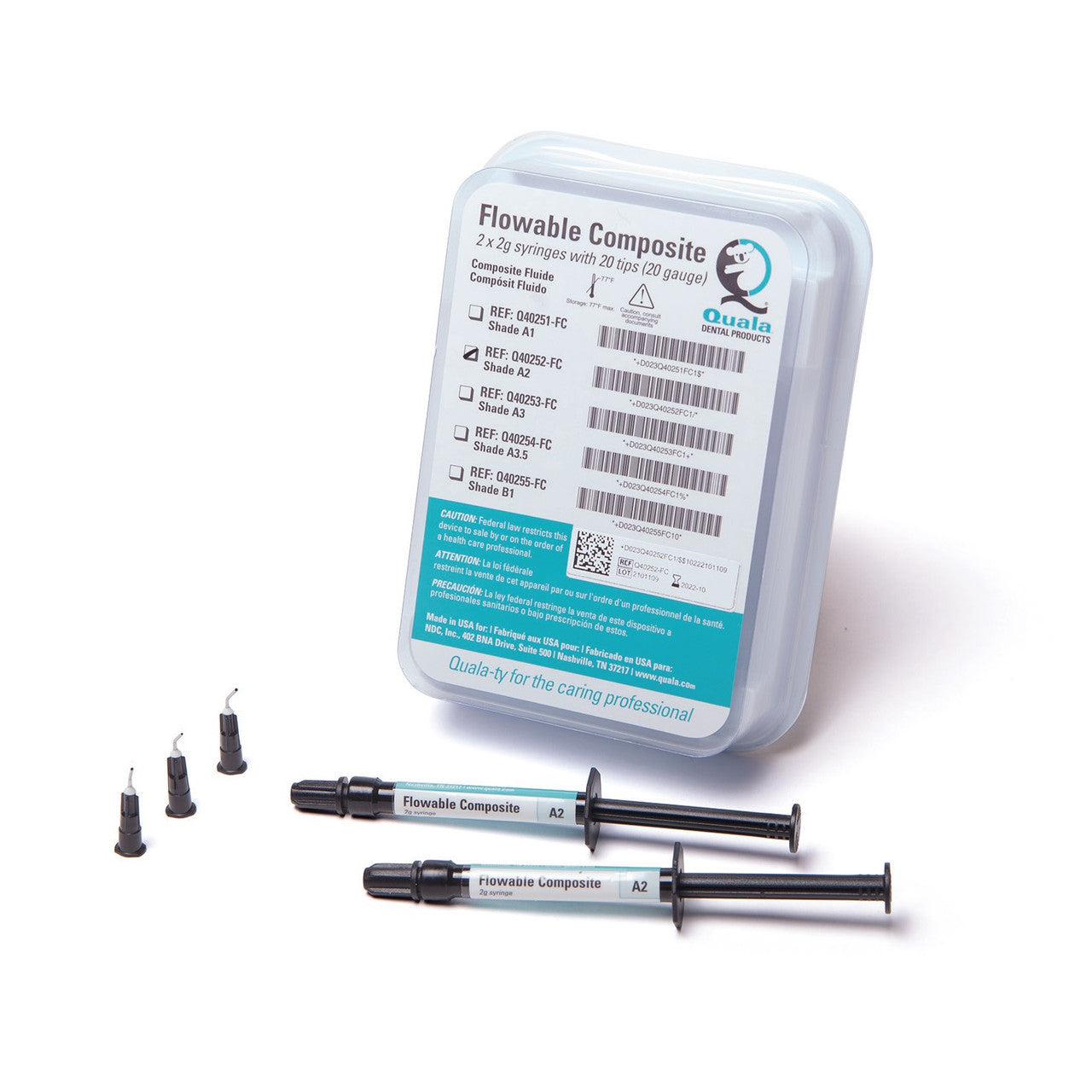 Quala Q40252 Nano Flowable Dental Composite Syringes A2 2/Pk 2gm
