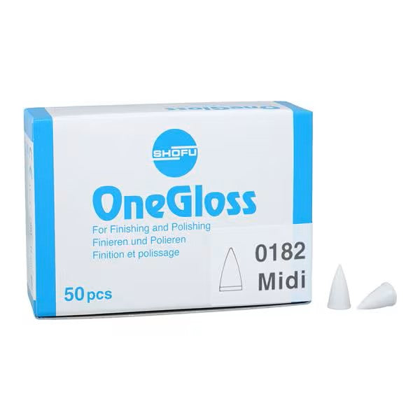 Shofu Dental 0182 OneGloss Midi Shape Silicone Finisher & Polishers 50/Pk