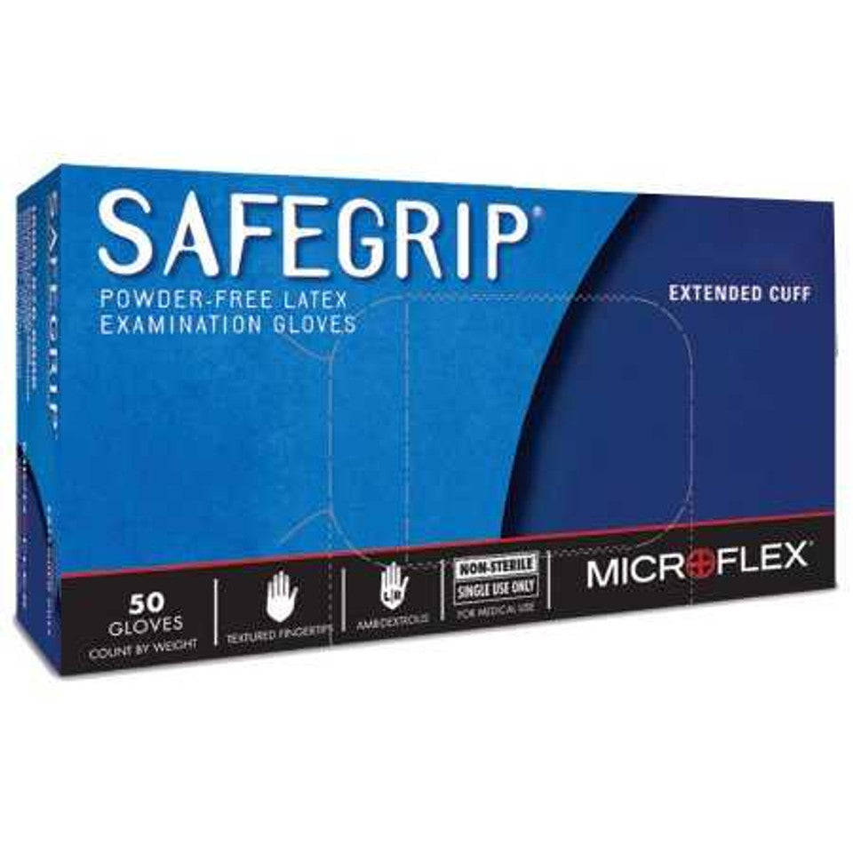 Microflex SG-375-M SafeGrip EC Latex Gloves Medium Powder Free 50/Box
