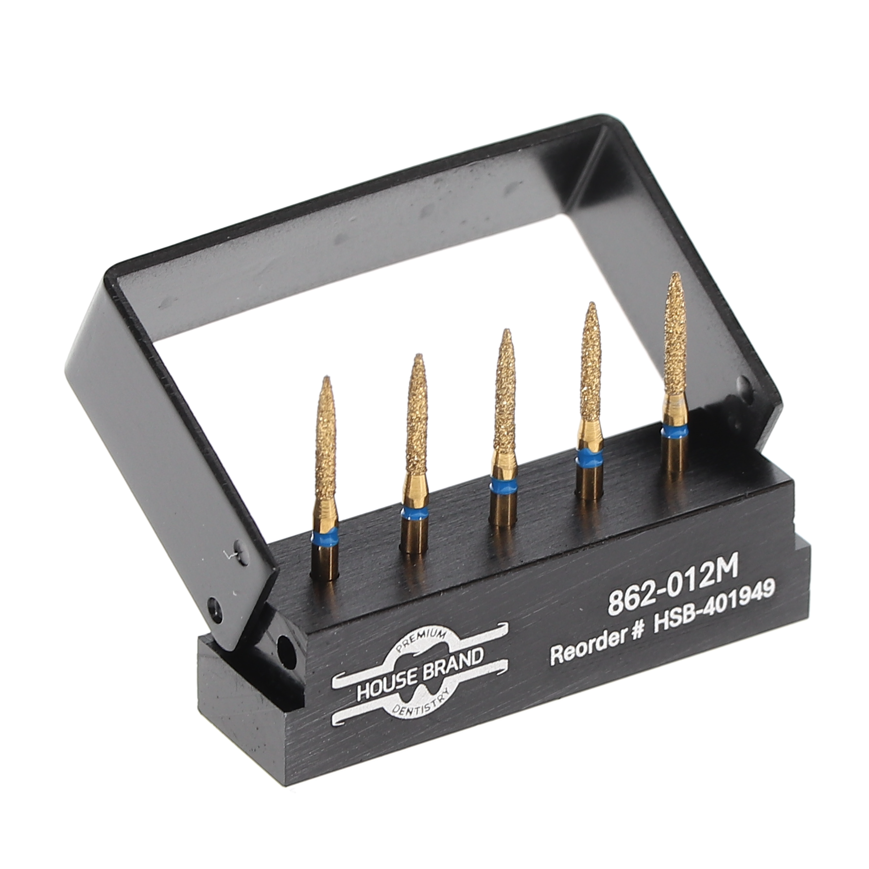 House Brand Dentistry 401949 HSB FG 862-012M Precision Zirconia Flame Medium Grit Diamond Burs 5/Pk