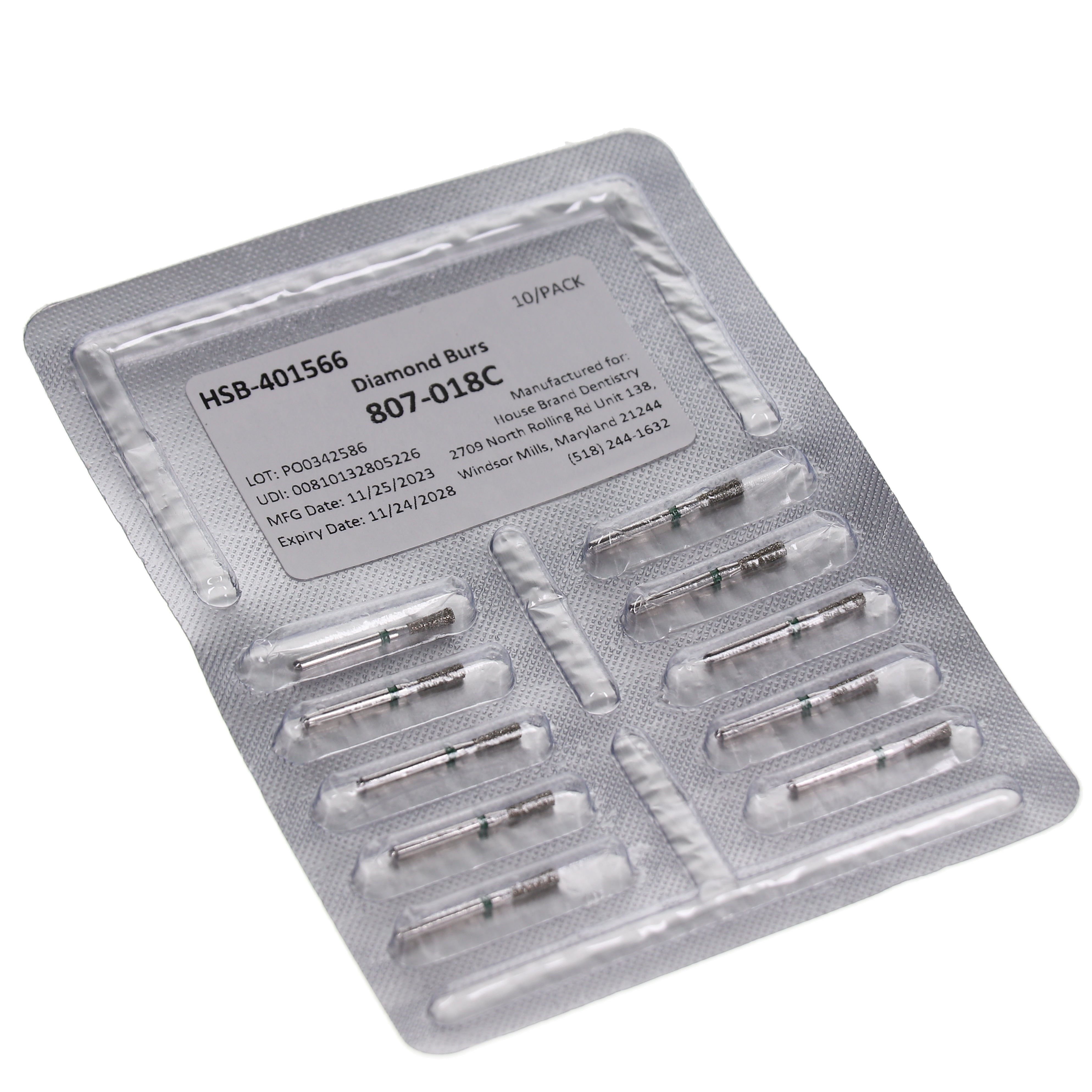 House Brand Dentistry 401566 HSB FG 807-018C Inverted Cone Coarse Grit Diamond Burs 10/Pk