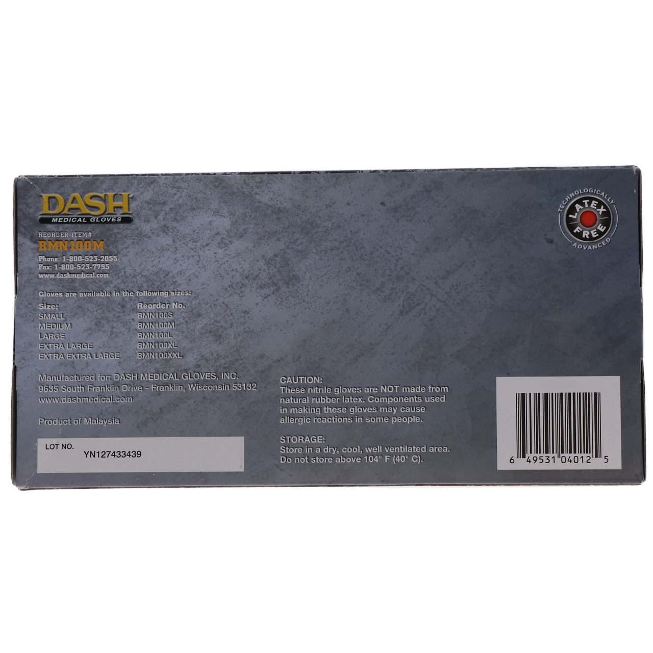 Dash Medical BMN100M Black Maxx Nitrile Exam Gloves Powder Free Medium 100/Bx