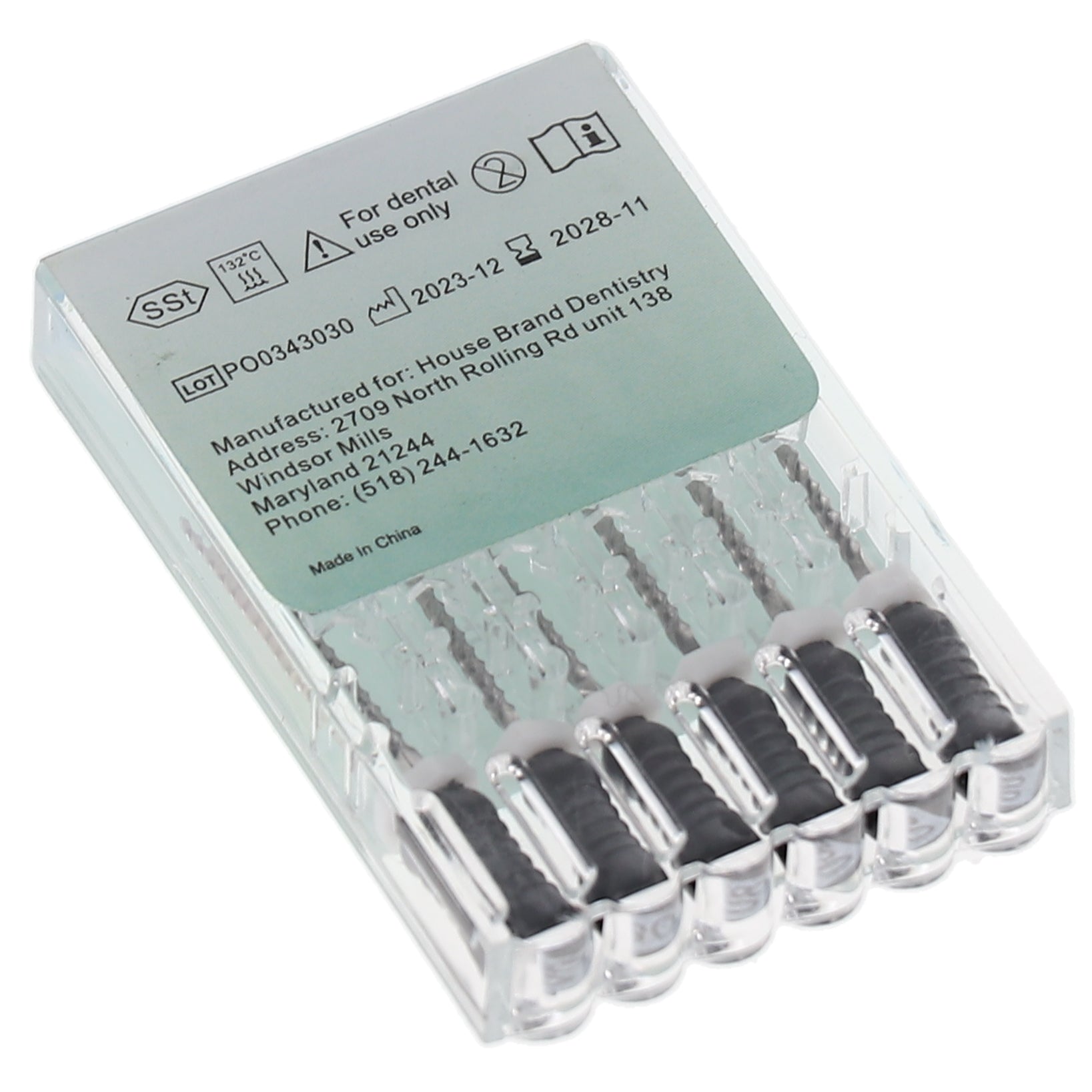 House Brand Dentistry 400116 HSB Endodontic K-Files 21mm #80 Black Stainless Steel 6/Pk