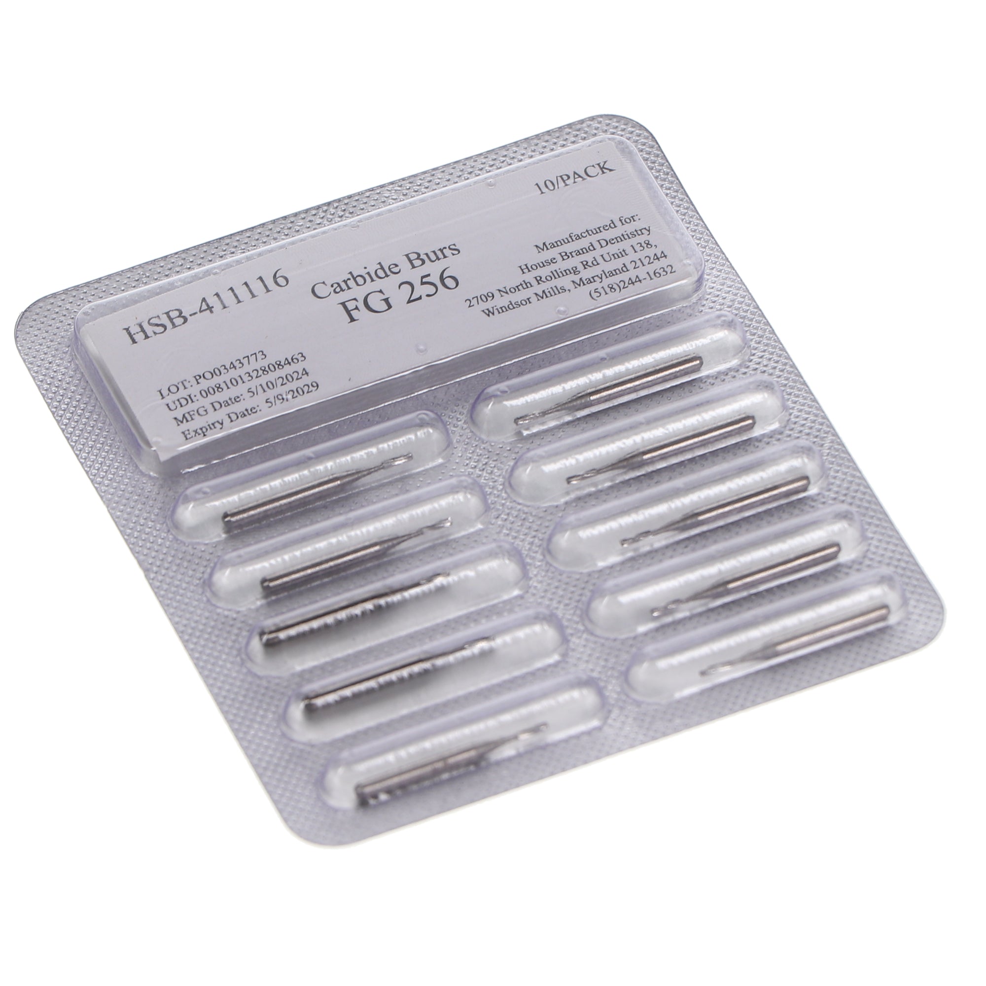 House Brand Dentistry 411116 HSB FG #256 Amalgam Preparation Carbide Burs 10/Pk