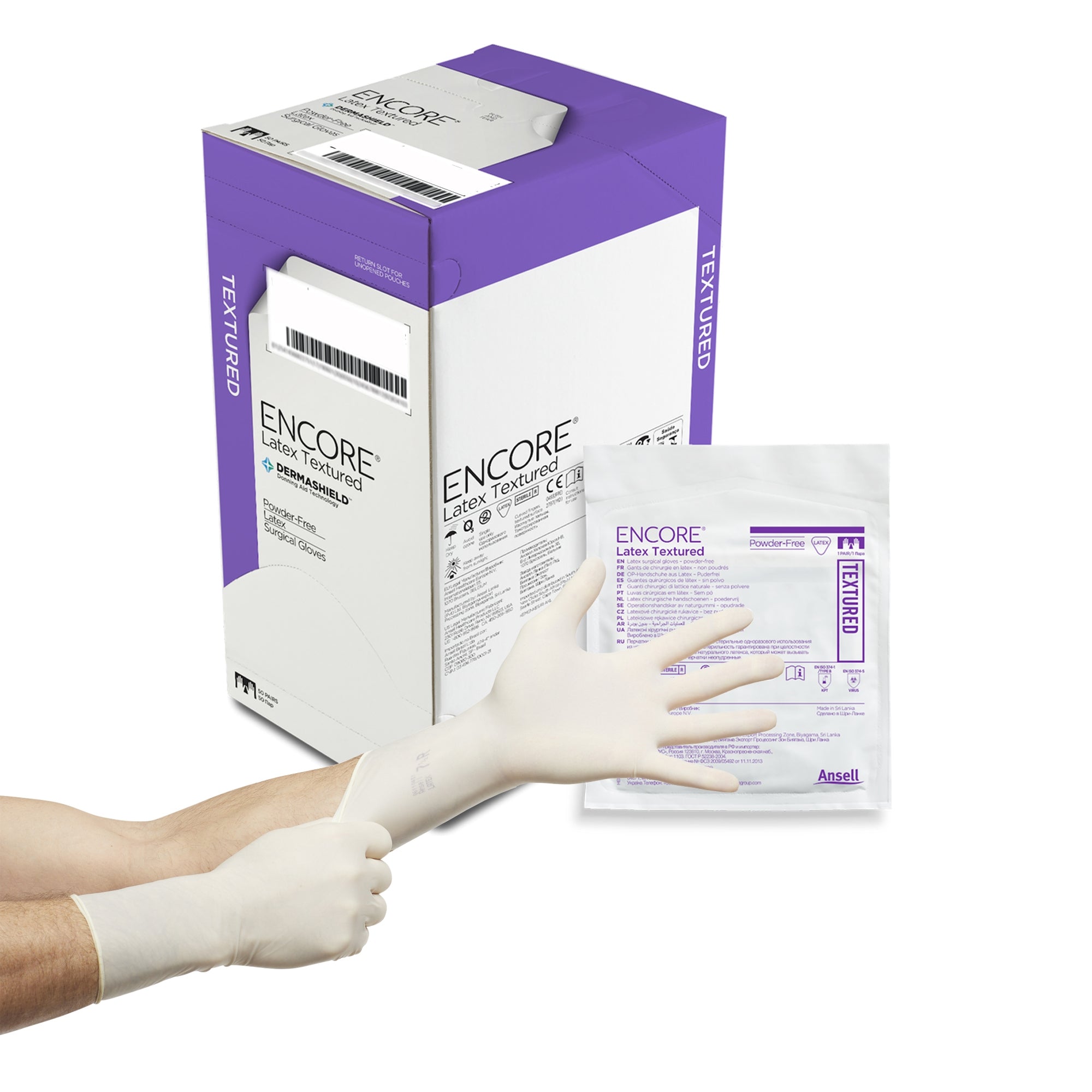 Ansell Perry 5785003 Encore Latex Gloves Size #7 Sterile 50 Pairs Per Box