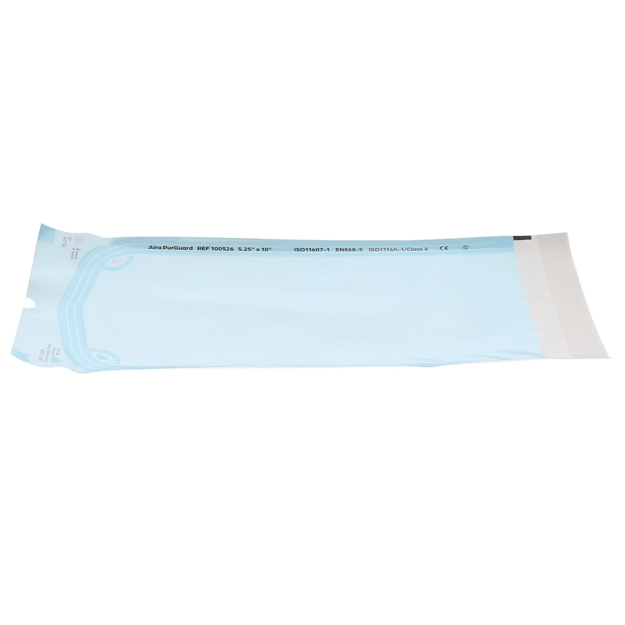 Aira 100526 PurGuard Paper/Blue Film Self-Sealing Sterilization Pouches 5.25