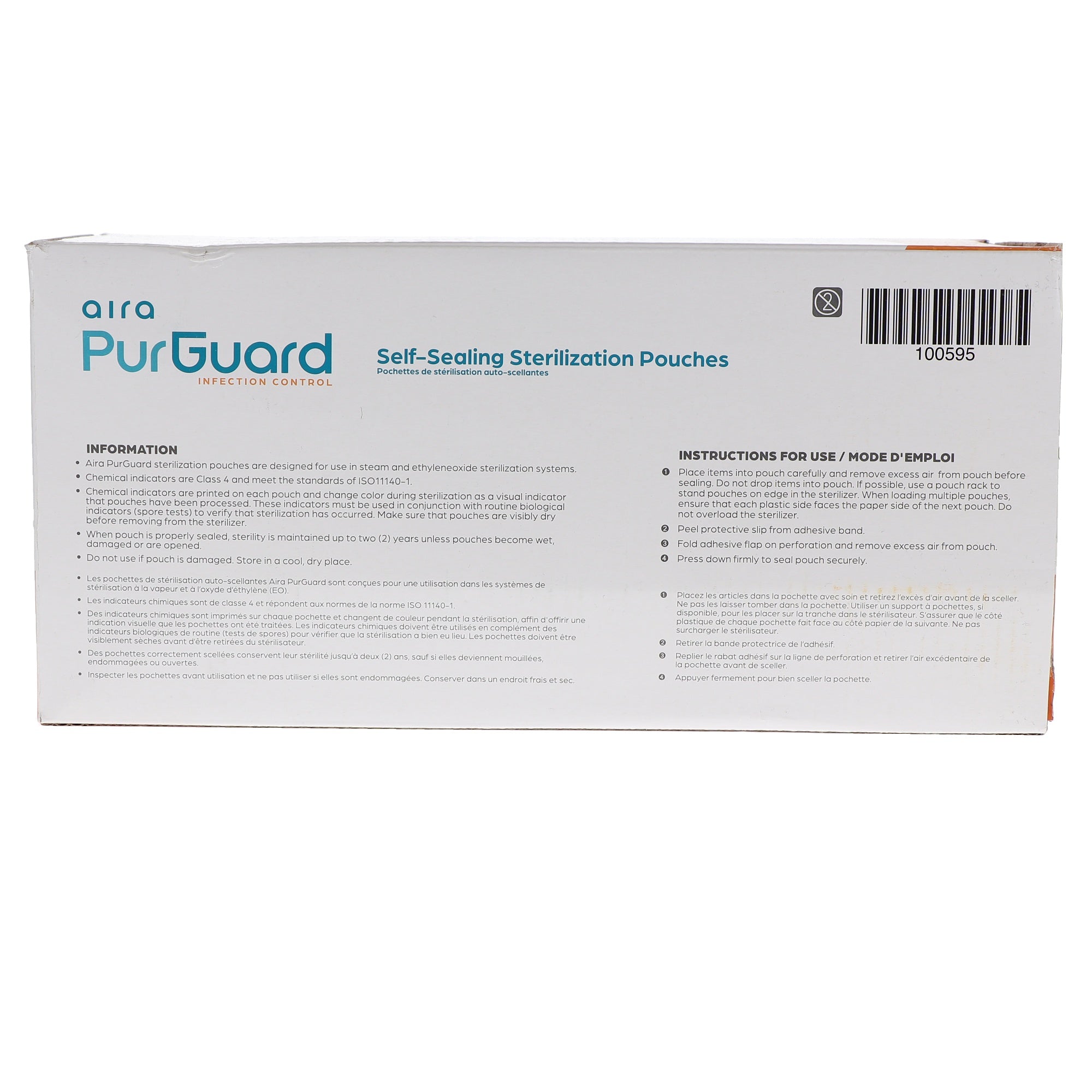 Aira 100595 PurGuard Self-Sealing Sterilization Pouches Paper Film Blue 5.25 X 10 500/Pk