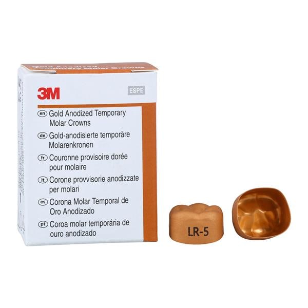 3M Solventum 940345 Unitek Crowns Gold Anodized 1st Molar #5 Lower Right 5/Bx