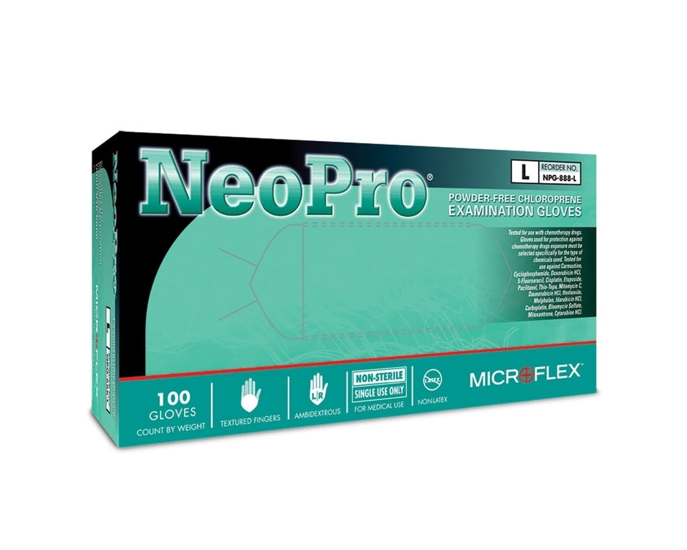 Microflex NPG-888-L NeoPro Chloroprene Gloves Green PF Large 100/Bx